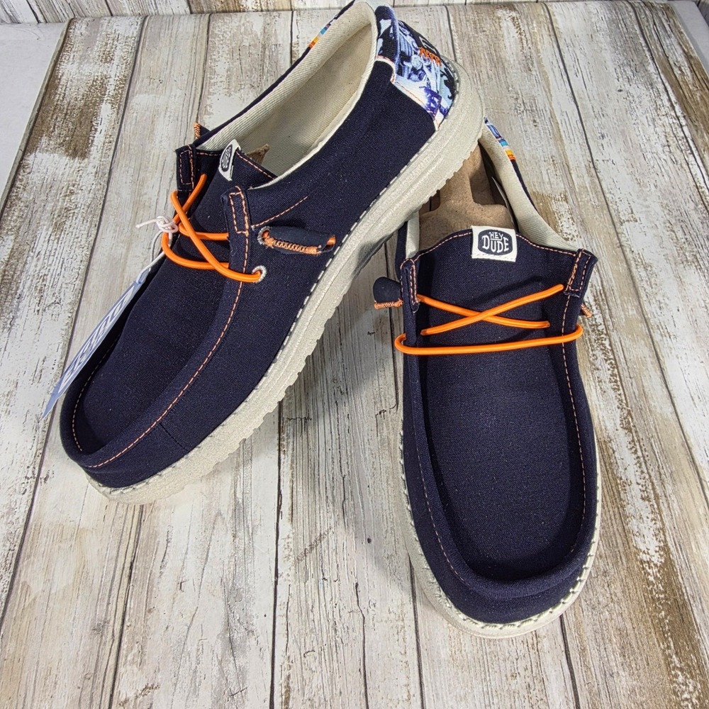 Hey Dude Wally Spring Breakr Photo Reel Navy Blue Grey Mens Loafers 41086-4TA M8 - Picture 10 of 11